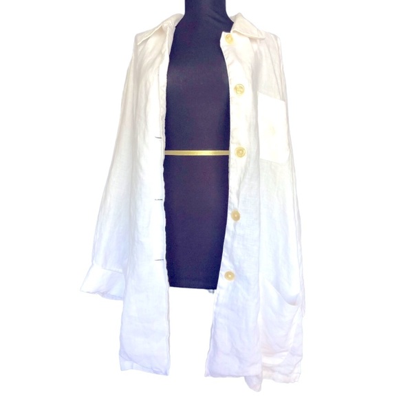 LAUREN Ralph Lauren Linen White Long Button Down Shirt - Picture 10 of 16